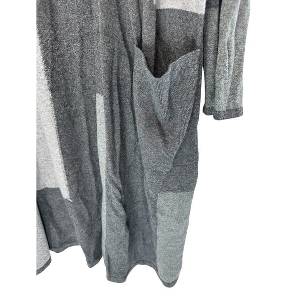 J. Jill Gray Casual Cotton Blend Open Long Duster Sweater Cardigan Size Large - Picture 5 of 10